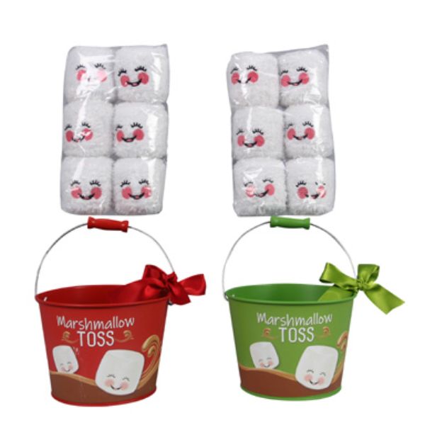 Picture of Youngs 90952 Tin Bucket Marshmallow Toss with 6 Plush&#44; Assorted Color - 2 Piece