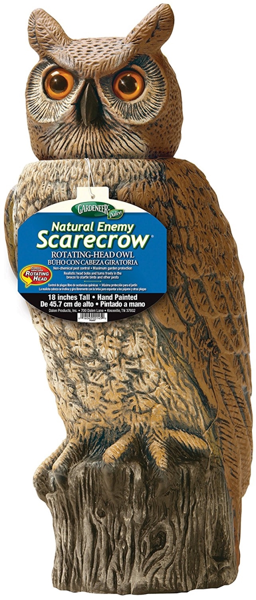 DARH04 18 in. Rotating Hand Painted Head Owl