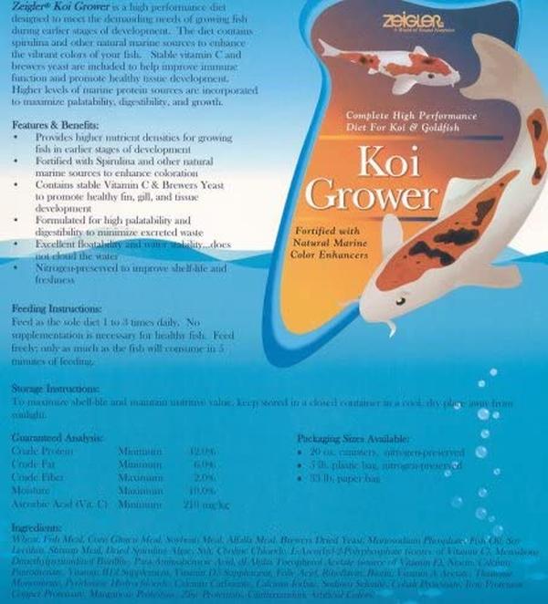 Picture of Zeigler Bros ZE200050 5 lbs Koi Grower Fish Food Bag