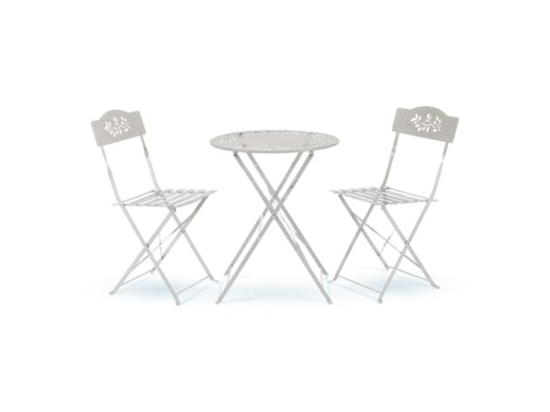 Alpine TUMSY100A-WT White Metal Bistro Set with Two Chairs