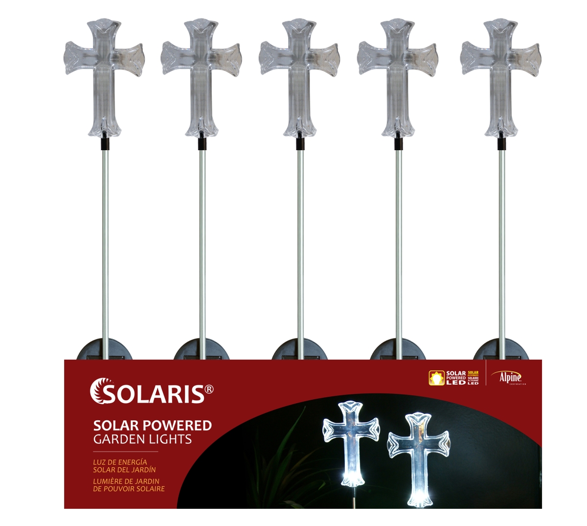 Alpine  Solar Cross Stake with White LED Light