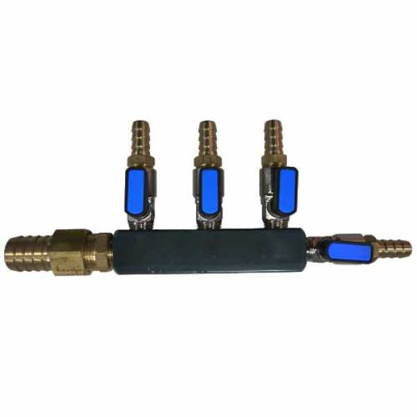 4-Valve Heavy Duty Air Manifold with 0.5 in. Barb