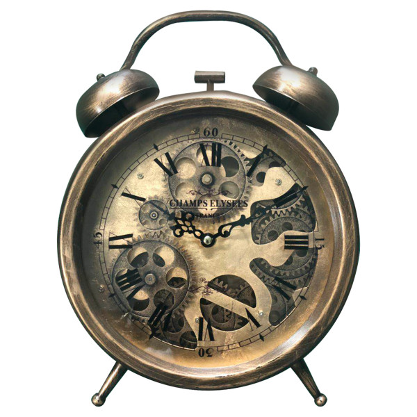 Picture of Yosemite Home Decor 5120007 Brass Gears Table Top Clock