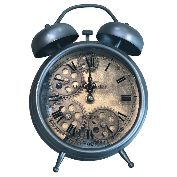 Picture of Yosemite Home Decor 5120008 Gunpowder & Brass Gears Table Top Clock