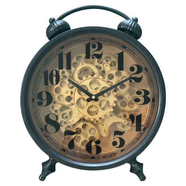 Picture of Yosemite Home Decor 5120010 Black & Brass Gear Table Clock