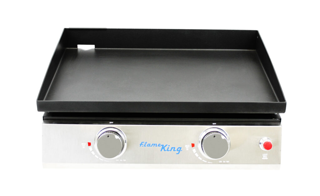 Picture of Flame King YSNFM-HT-120DB 22 in. 2-Burner Propane Tabletop&#44; Heavy Duty Flat Top Cast Iron Griddle Grill Station