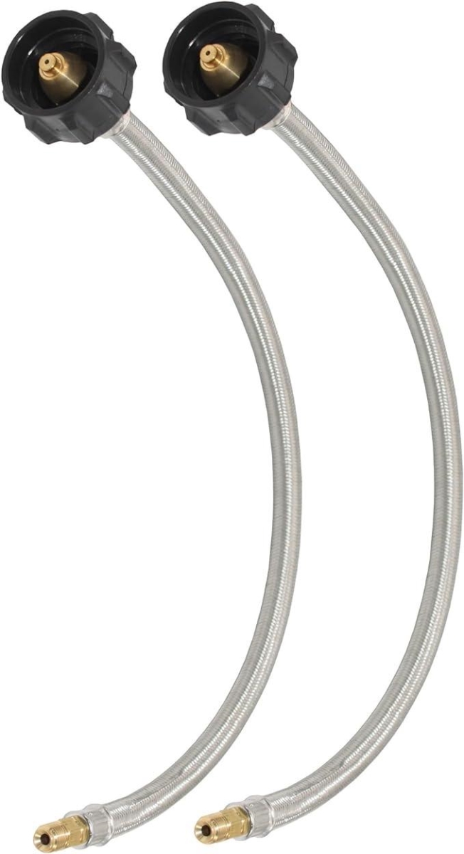 Picture of Flame King FK-SSPT-18IN-FLAREX2 0.25 in. NPT Inverted Male Flare Stainless Steel Braided Propane Pigtail Hose