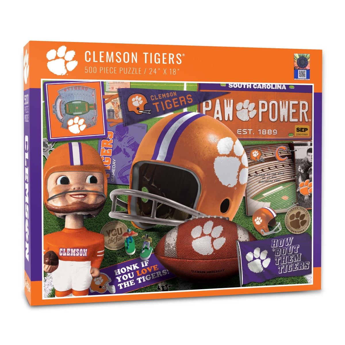 Picture of YouTheFan 0950110 18 x 24 in. NCAA Clemson Tigers Retro Series Puzzle - 500 Piece