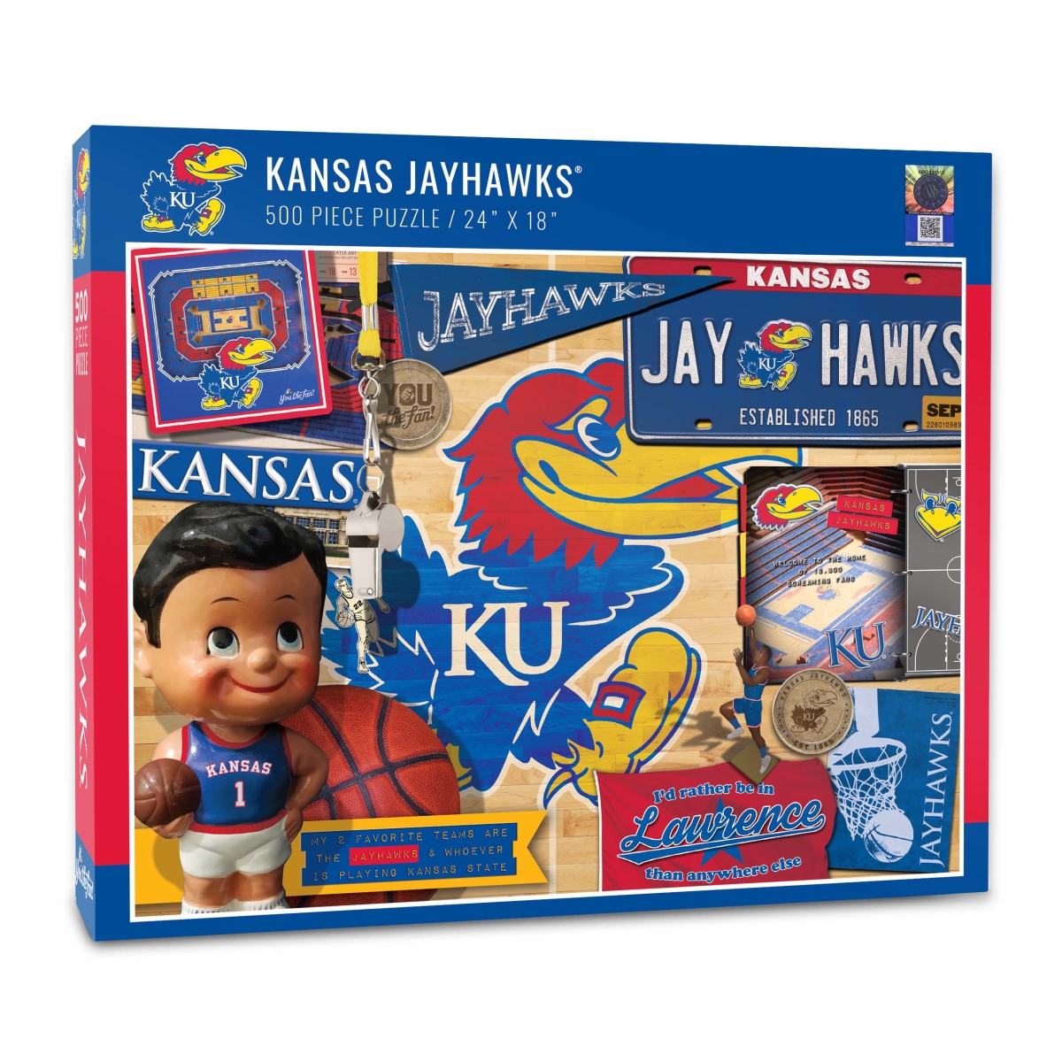 Picture of YouTheFan 0950158 18 x 24 in. NCAA Kansas Jayhawks Retro Series Puzzle - 500 Piece
