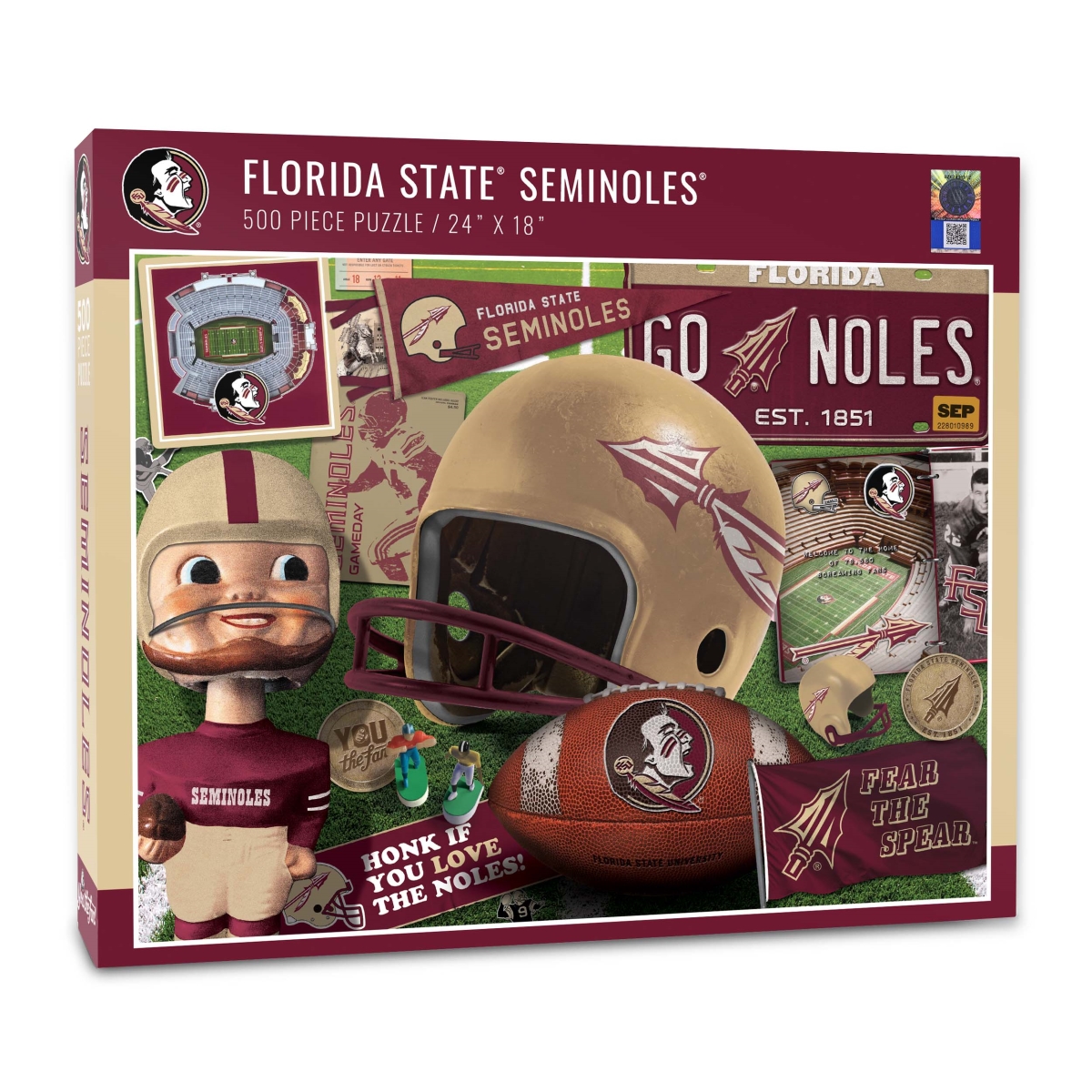Picture of YouTheFan 0950202 18 x 24 in. NCAA Florida State Seminoles Retro Series Puzzle - 500 Piece