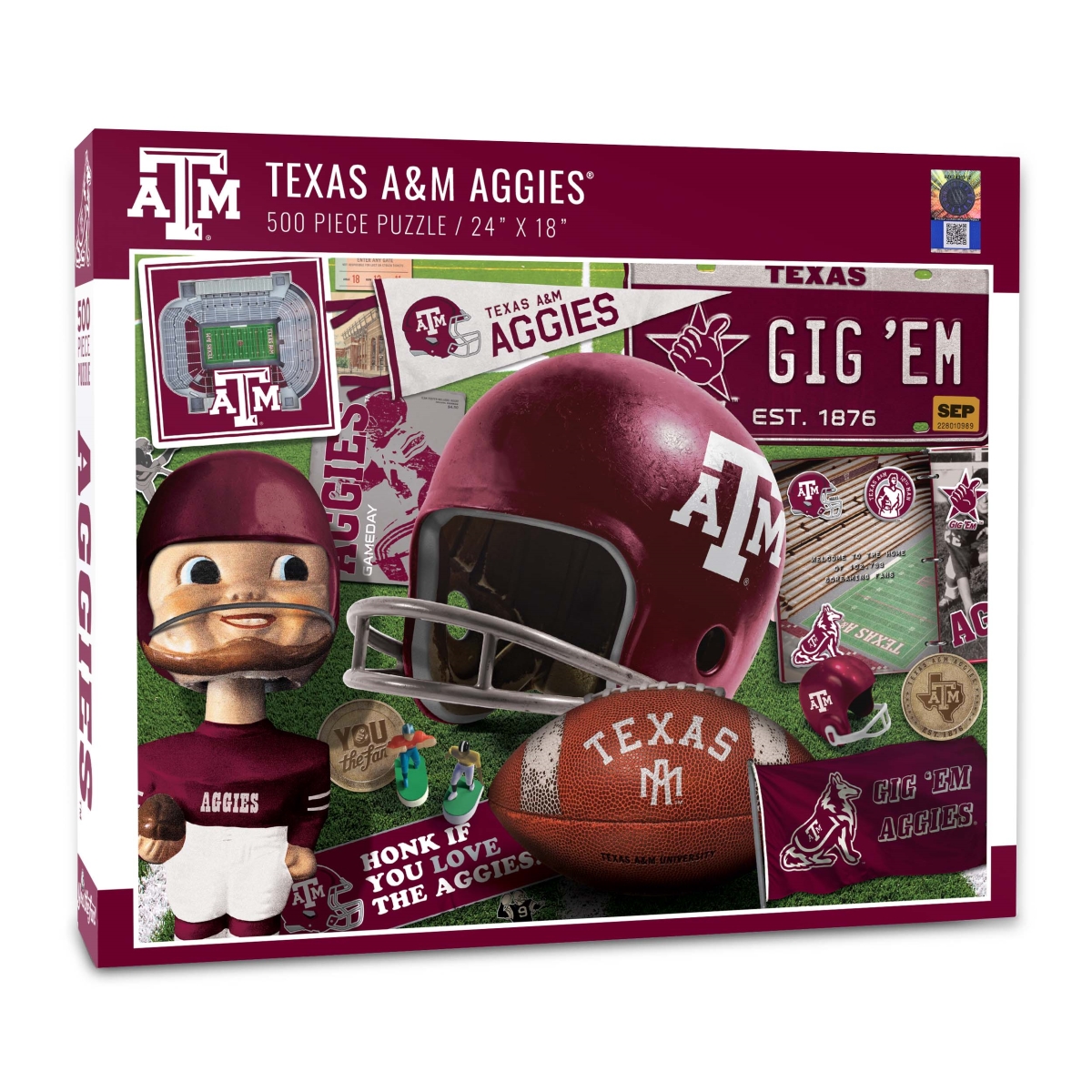 Picture of YouTheFan 0950257 18 x 24 in. NCAA Texas A&M Aggies Retro Series Puzzle - 500 Piece