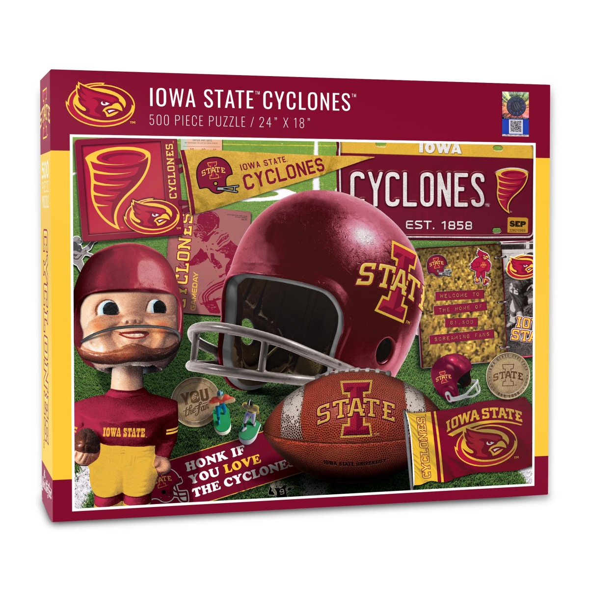 Picture of YouTheFan 0950264 18 x 24 in. NCAA Iowa State Cyclones Retro Series Puzzle - 500 Piece