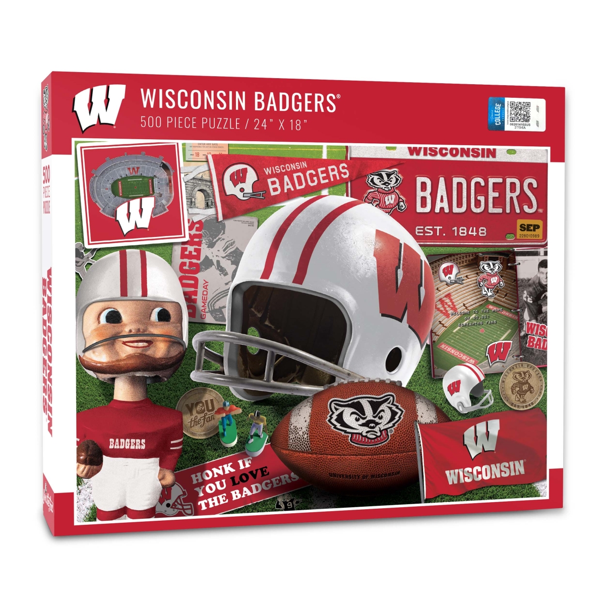 Picture of YouTheFan 0950301 18 x 24 in. NCAA Wisconsin Badgers Retro Series Puzzle - 500 Piece