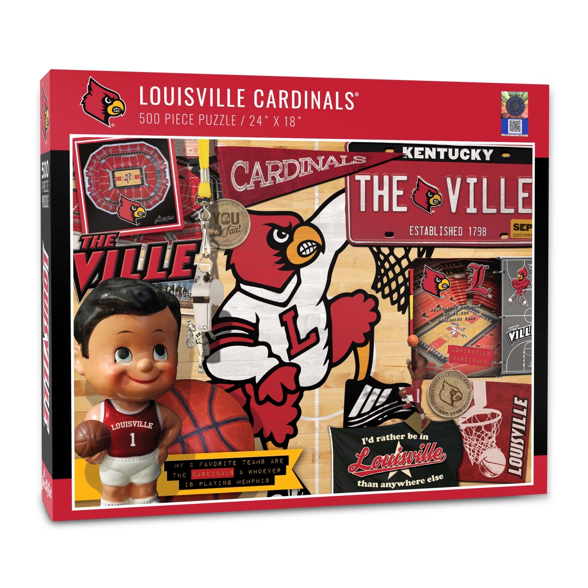 Picture of YouTheFan 0950356 18 x 24 in. NCAA Louisville Cardinals Retro Series Puzzle - 500 Piece