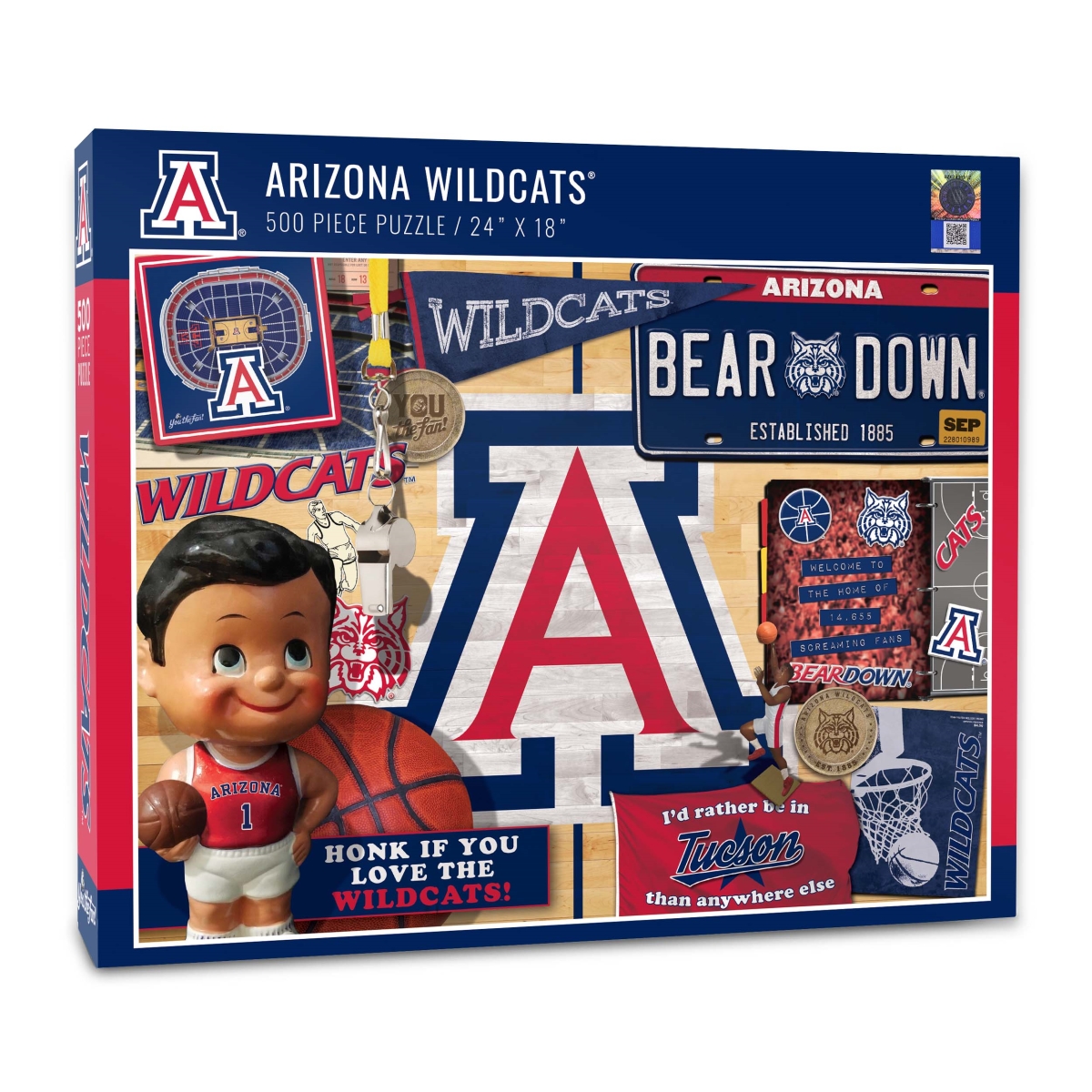 Picture of YouTheFan 0950387 18 x 24 in. NCAA Arizona Wildcats Retro Series Puzzle - 500 Piece