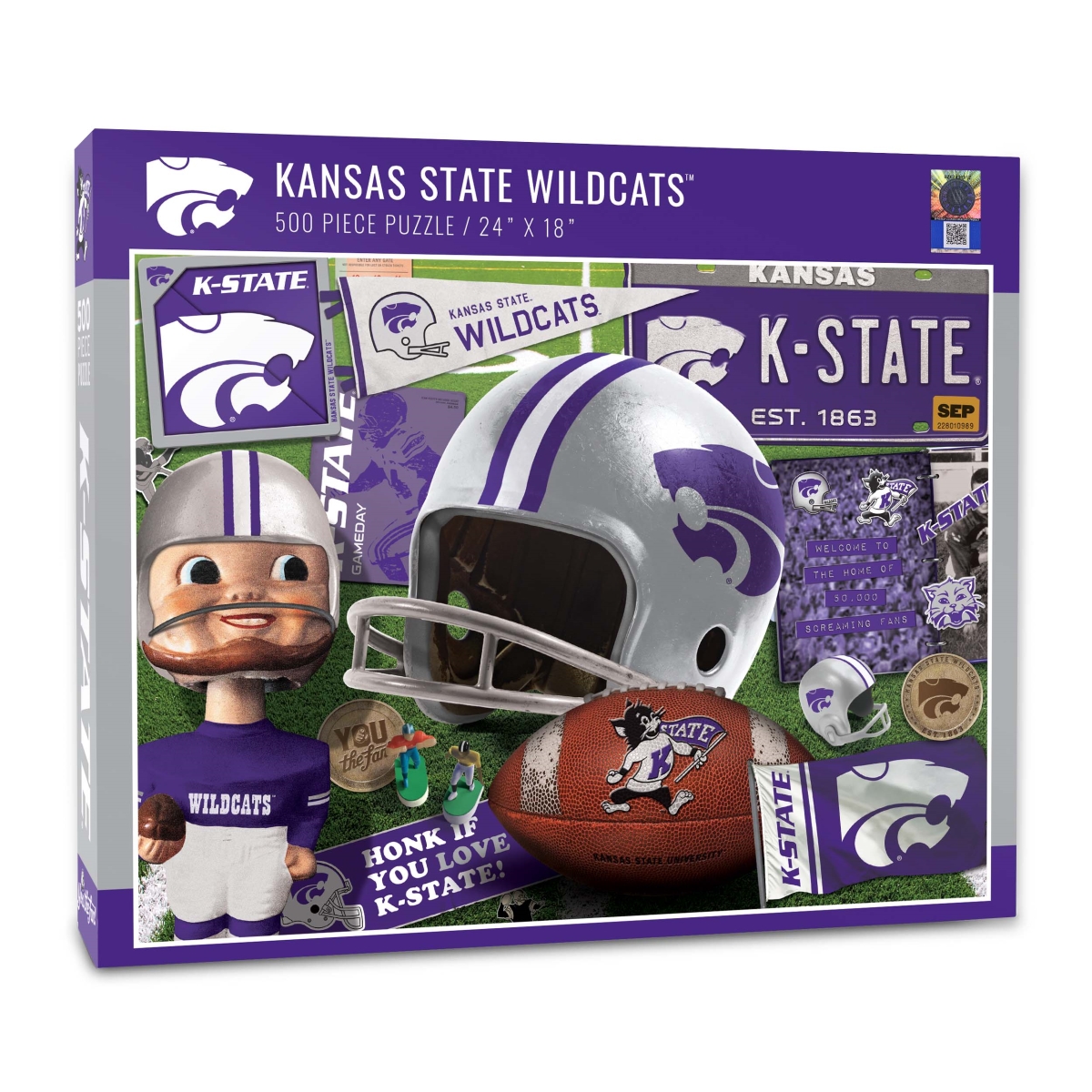 Picture of YouTheFan 0950417 18 x 24 in. NCAA Kansas State Wildcats Retro Series Puzzle - 500 Piece