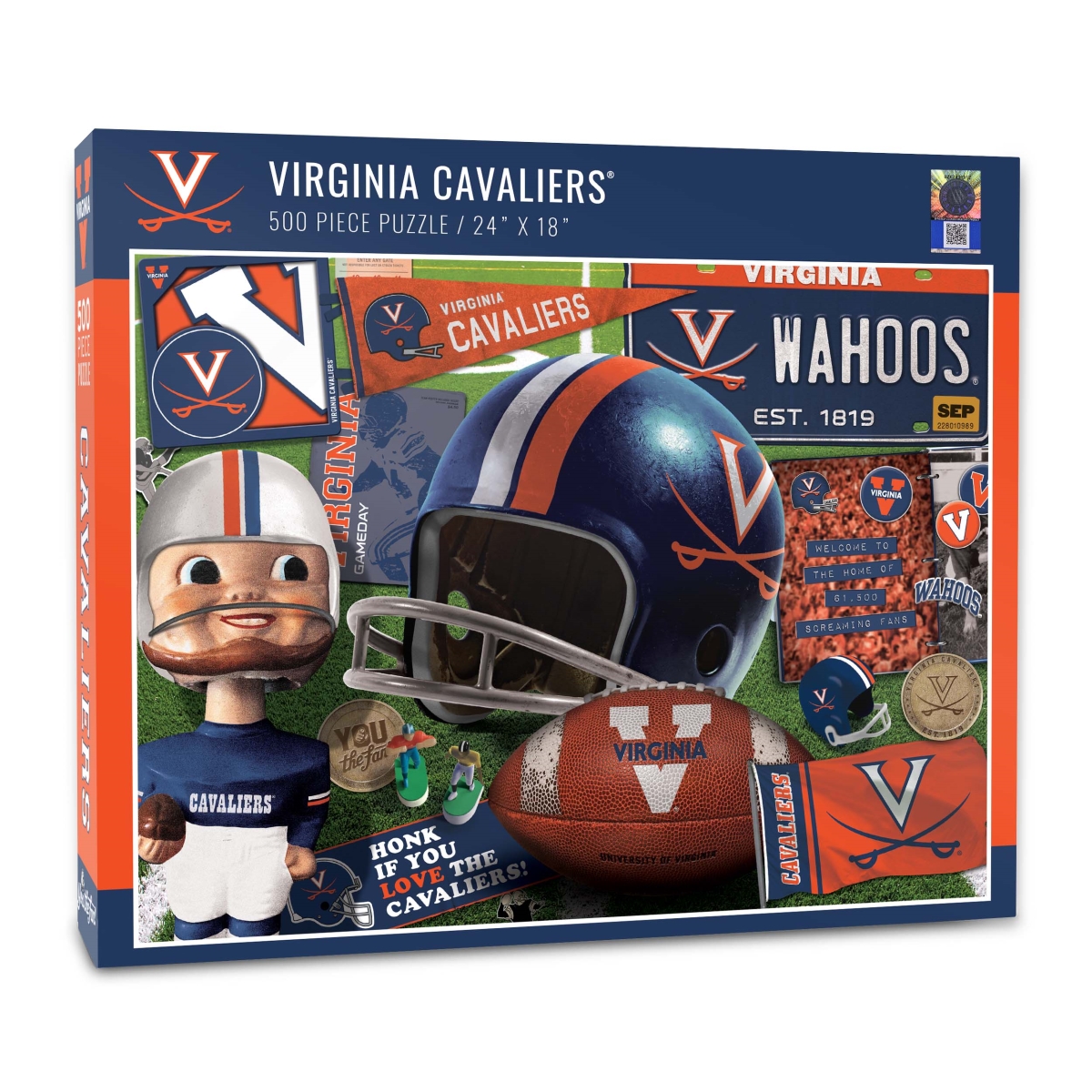 Picture of YouTheFan 0950530 18 x 24 in. NCAA Virginia Cavaliers Retro Series Puzzle - 500 Piece