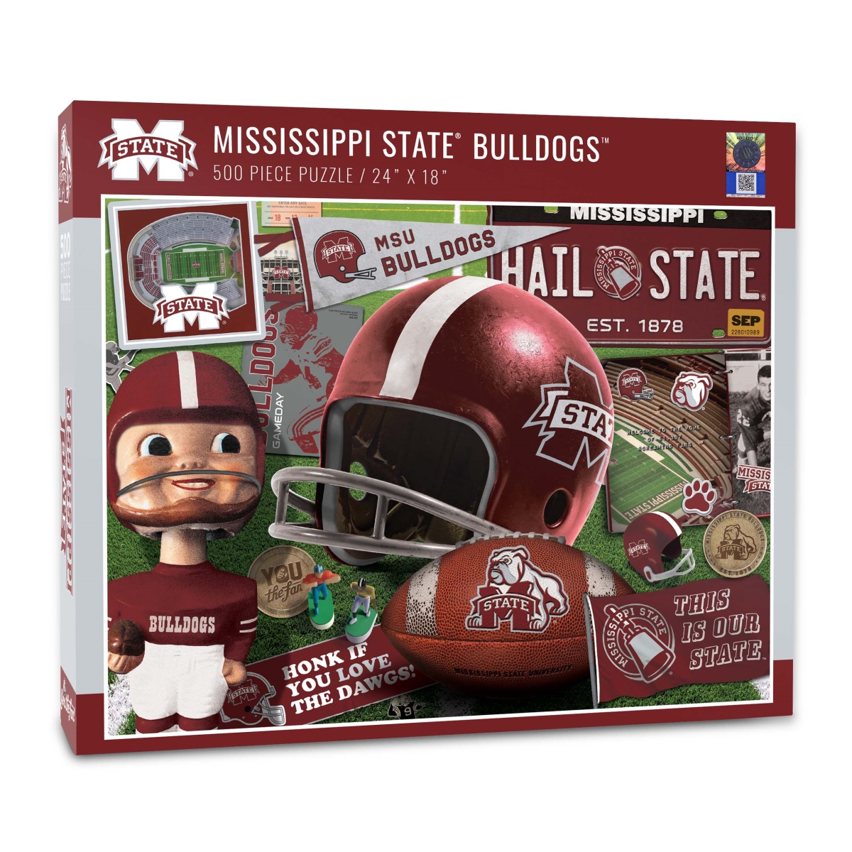 Picture of YouTheFan 0950554 18 x 24 in. NCAA Mississippi State Bulldogs Retro Series Puzzle - 500 Piece