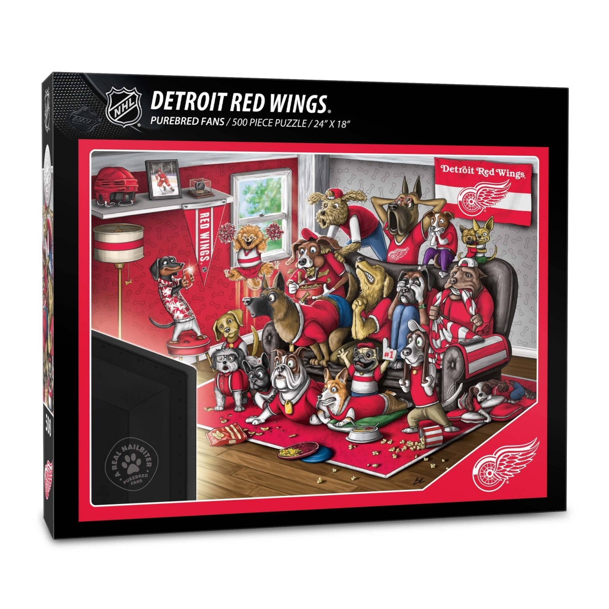 Picture of YouTheFan 2502588 18 x 24 in. NHL Detroit Red Wings Purebred Fans Puzzle&#44; A Real Nailbiter - 500 Piece
