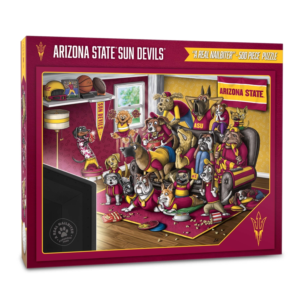 Picture of YouTheFan 2502779 18 x 24 in. NCAA Arizona State Sun Devils Purebred Fans Puzzle&#44; Multi Color - A Real Nailbiter - 500 Piece
