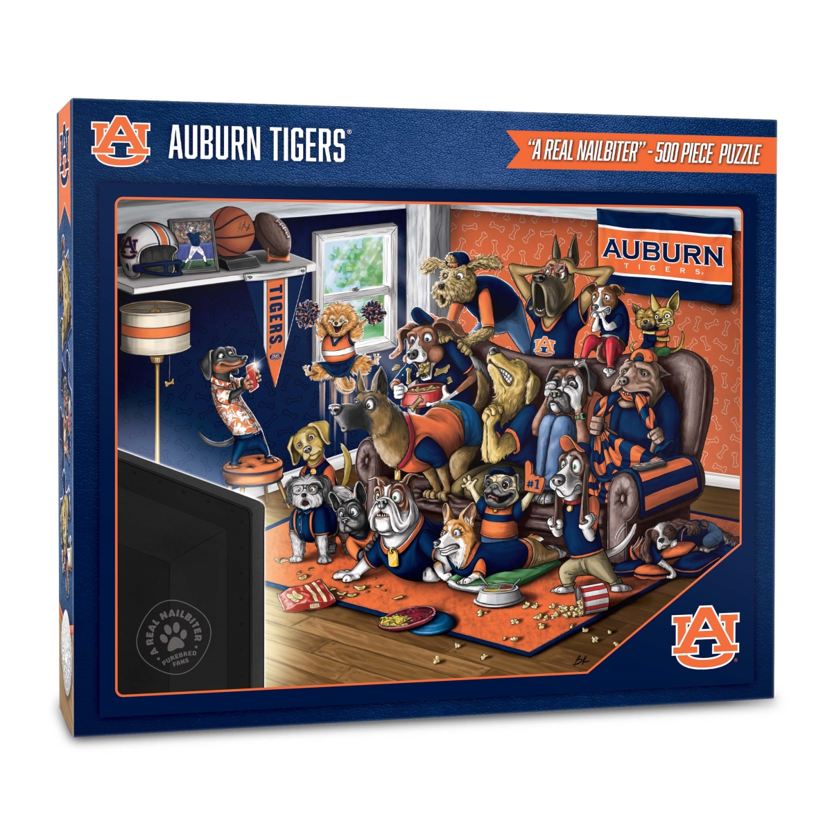 Picture of YouTheFan 2502809 18 x 24 in. NCAA Auburn Tigers Purebred Fans Puzzle&#44; Multi Color - A Real Nailbiter - 500 Piece