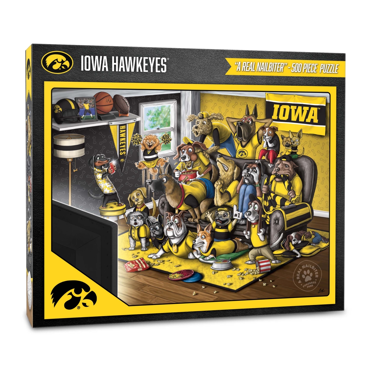 Picture of YouTheFan 2502908 18 x 24 in. NCAA Iowa Hawkeyes Purebred Fans Puzzle&#44; Multi Color - A Real Nailbiter - 500 Piece