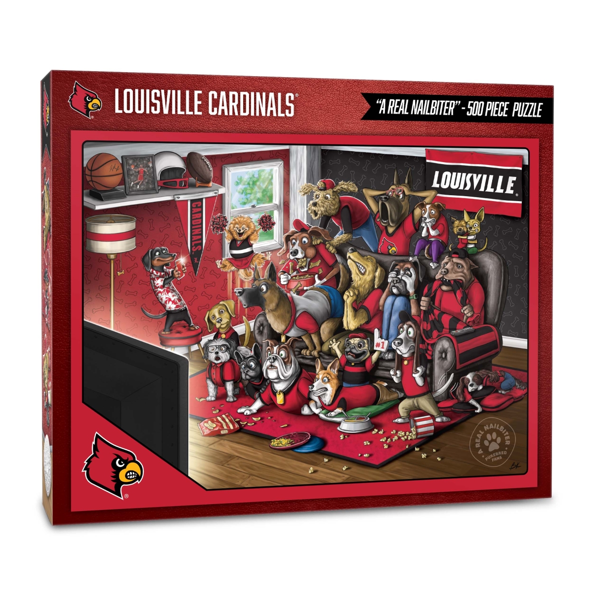 Picture of YouTheFan 2502953 18 x 24 in. NCAA Louisville Cardinals Purebred Fans Puzzle&#44; Multi Color - A Real Nailbiter - 500 Piece