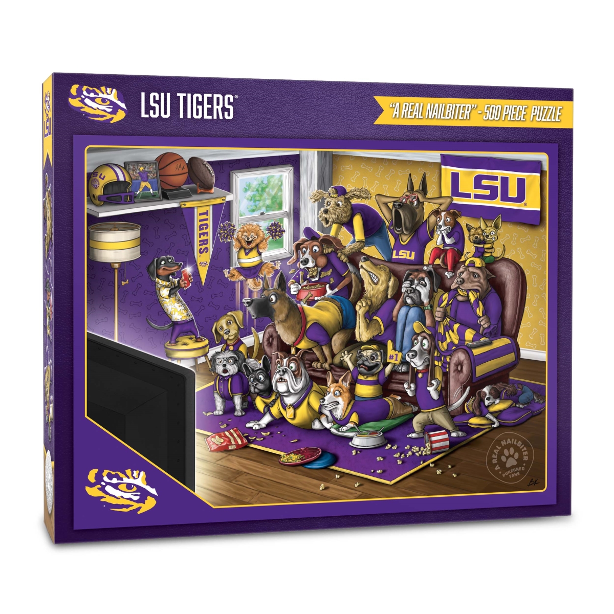Picture of YouTheFan 2502960 18 x 24 in. NCAA LSU Tigers Purebred Fans Puzzle&#44; Multi Color - A Real Nailbiter - 500 Piece