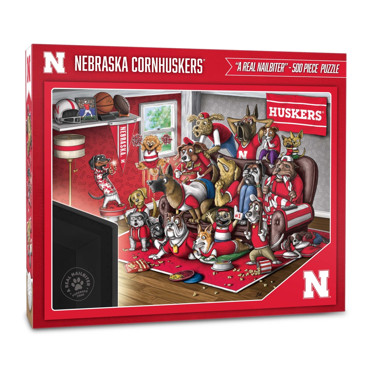 Picture of YouTheFan 2503059 18 x 24 in. NCAA Nebraska Cornhuskers Purebred Fans Puzzle&#44; Multi Color - A Real Nailbiter - 500 Piece