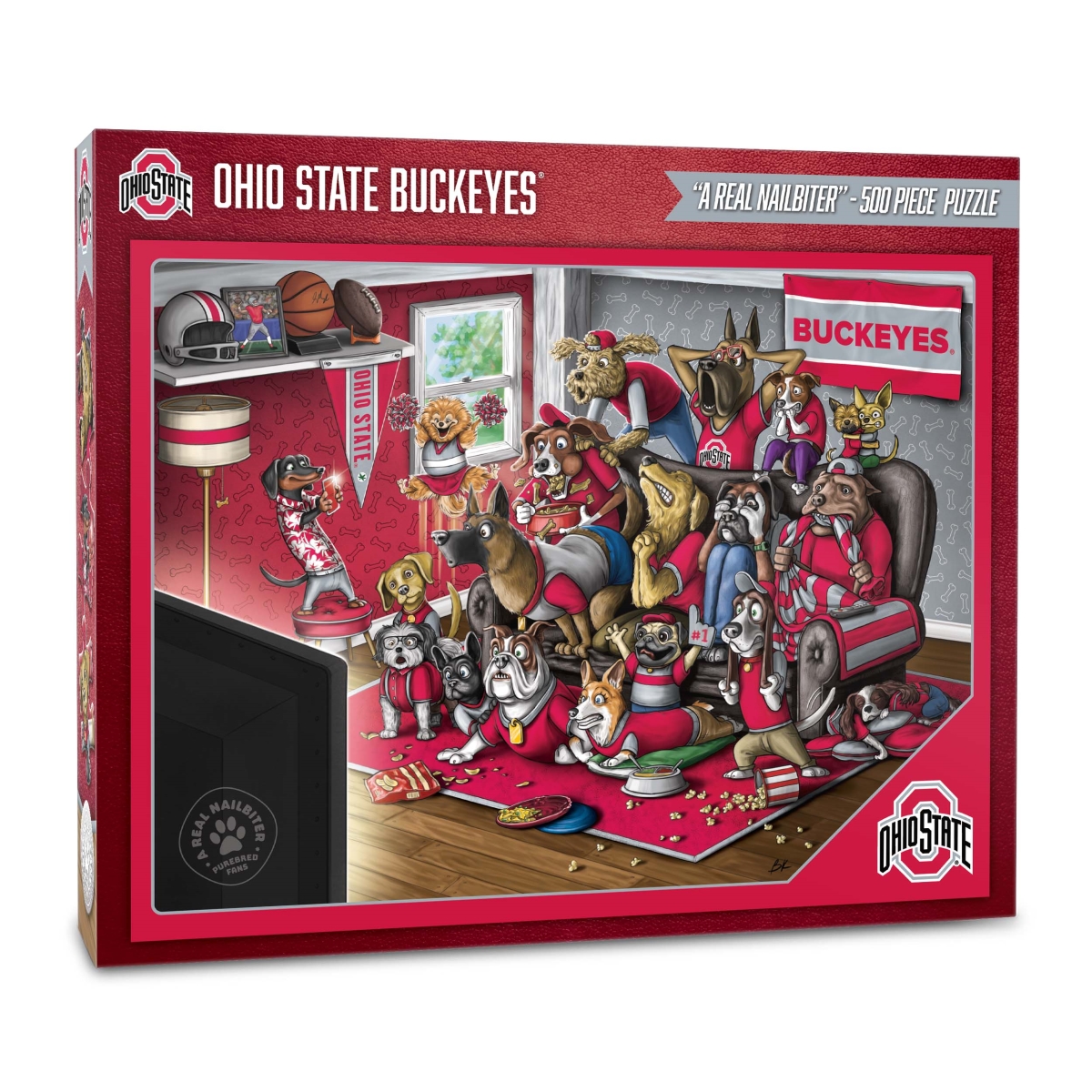Picture of YouTheFan 2503097 18 x 24 in. NCAA Ohio State Buckeyes Purebred Fans Puzzle&#44; Multi Color - A Real Nailbiter - 500 Piece