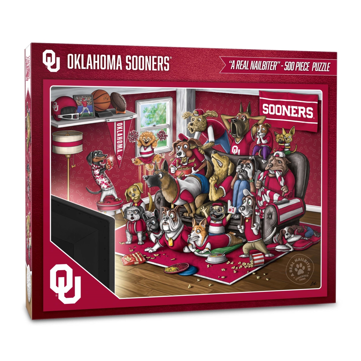 Picture of YouTheFan 2503103 18 x 24 in. NCAA Oklahoma Sooners Purebred Fans Puzzle&#44; Multi Color - A Real Nailbiter - 500 Piece