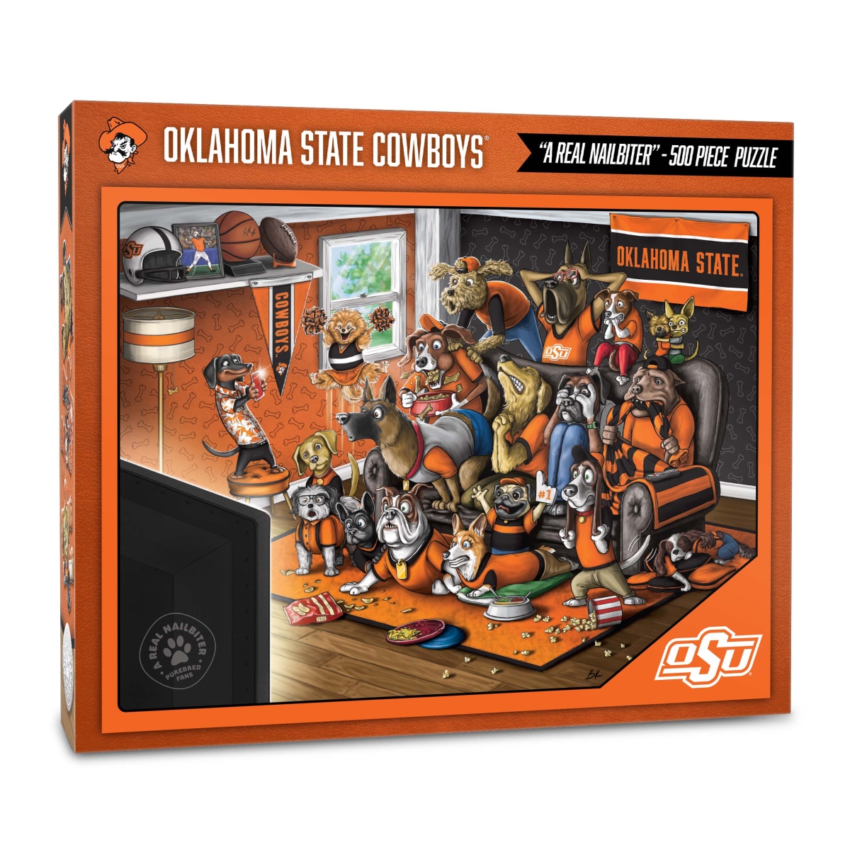 Picture of YouTheFan 2503110 18 x 24 in. NCAA Oklahoma State Cowboys Purebred Fans Puzzle&#44; Multi Color - A Real Nailbiter - 500 Piece