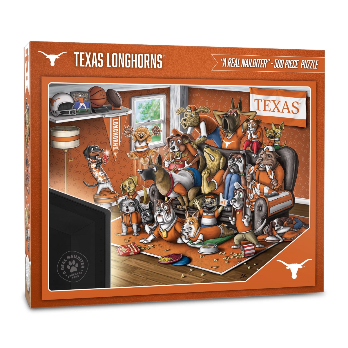 Picture of YouTheFan 2503226 18 x 24 in. NCAA Texas Longhorns Purebred Fans Puzzle&#44; Multi Color - A Real Nailbiter - 500 Piece