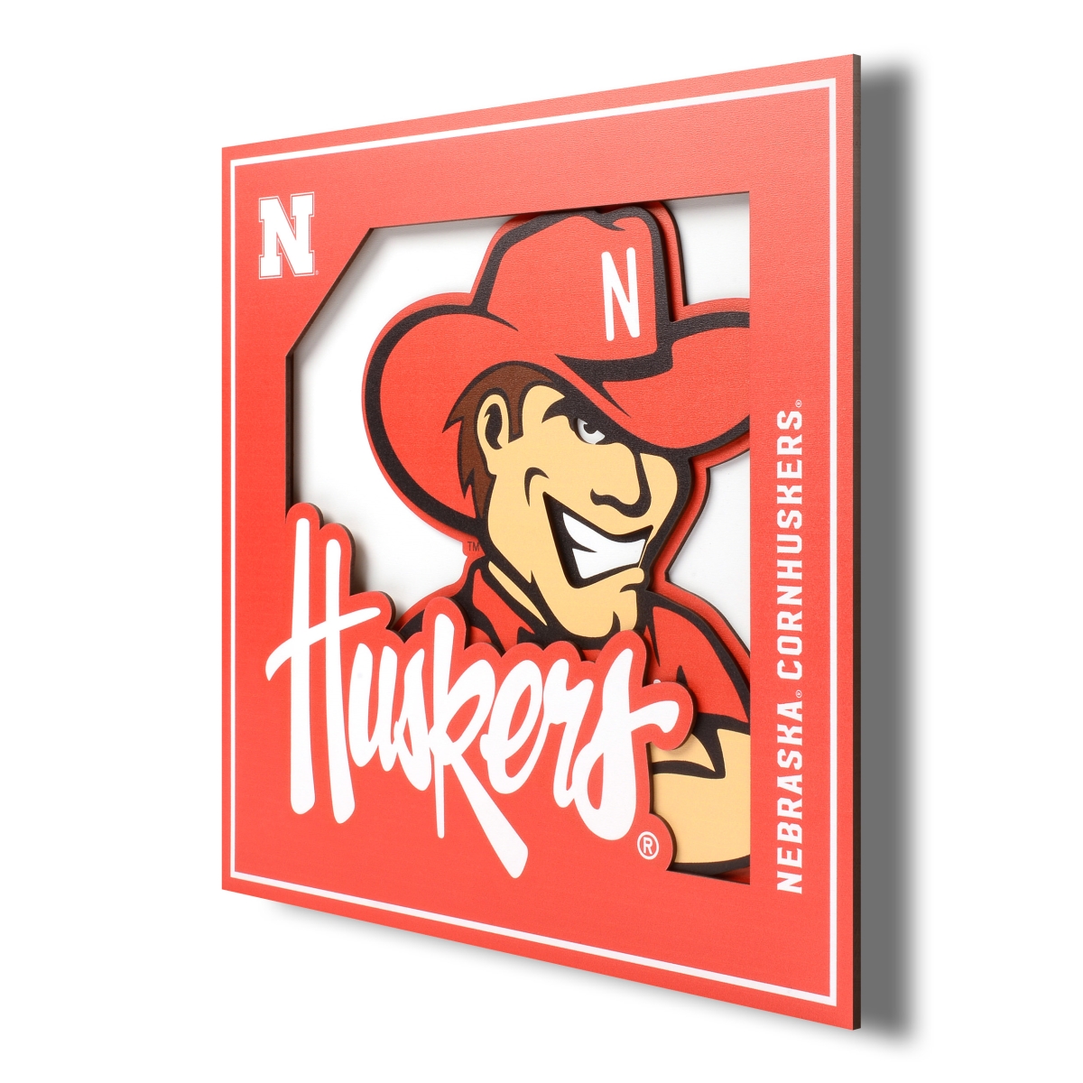 Picture of YouTheFan 2506869 12 x 12 in. Nebraska Cornhuskers 3D Logo Series Wall Art&#44; Multi Color