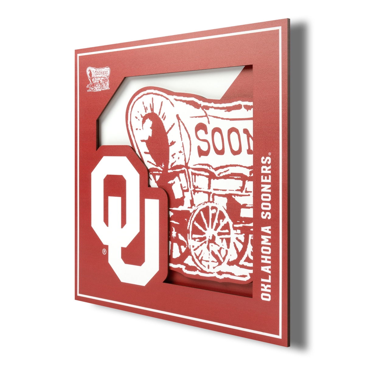 Picture of YouTheFan 2506906 12 x 12 in. Oklahoma Sooners 3D Logo Series Wall Art&#44; Multi Color