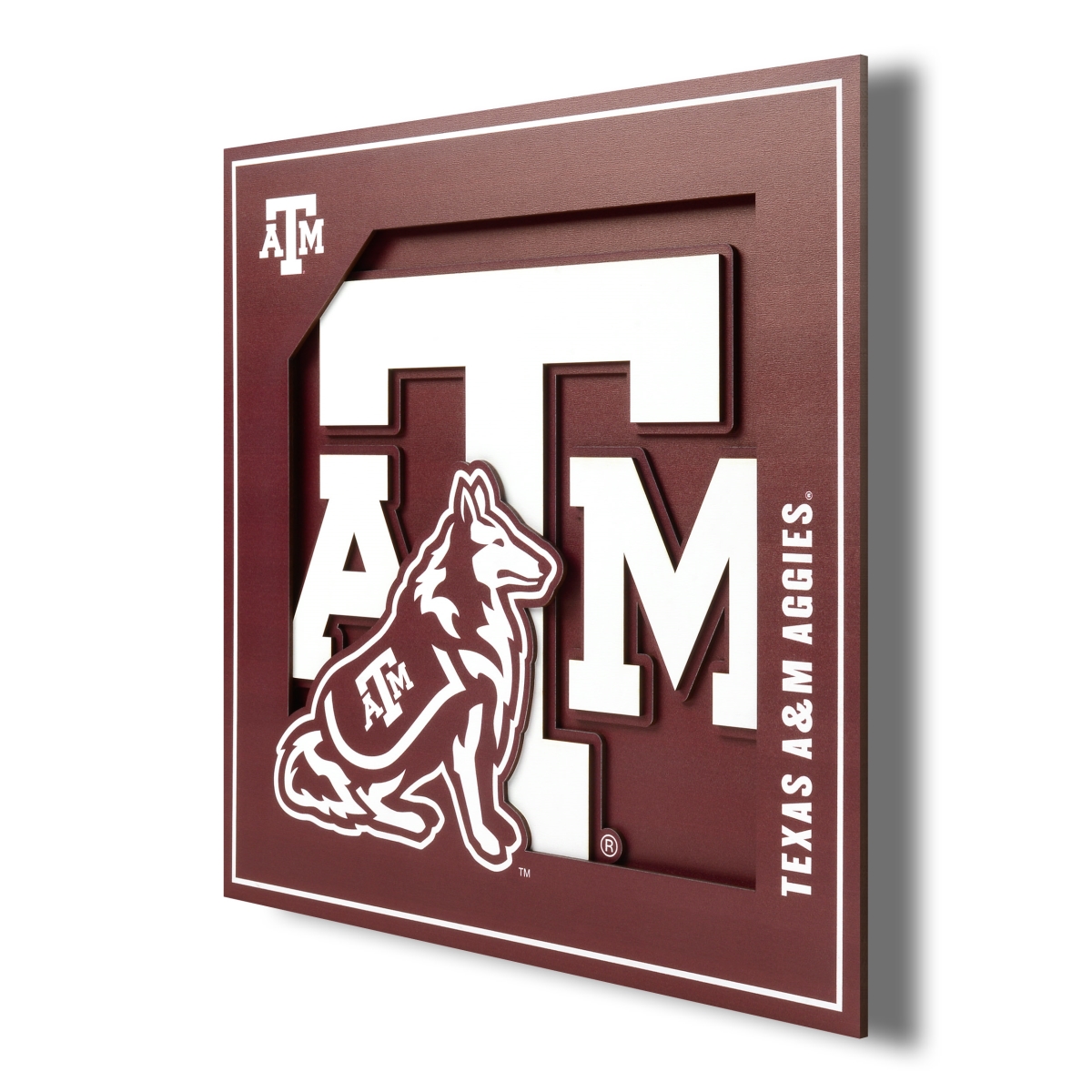 Picture of YouTheFan 2506975 12 x 12 in. Texas A&M Aggies 3D Logo Series Wall Art&#44; Multi Color
