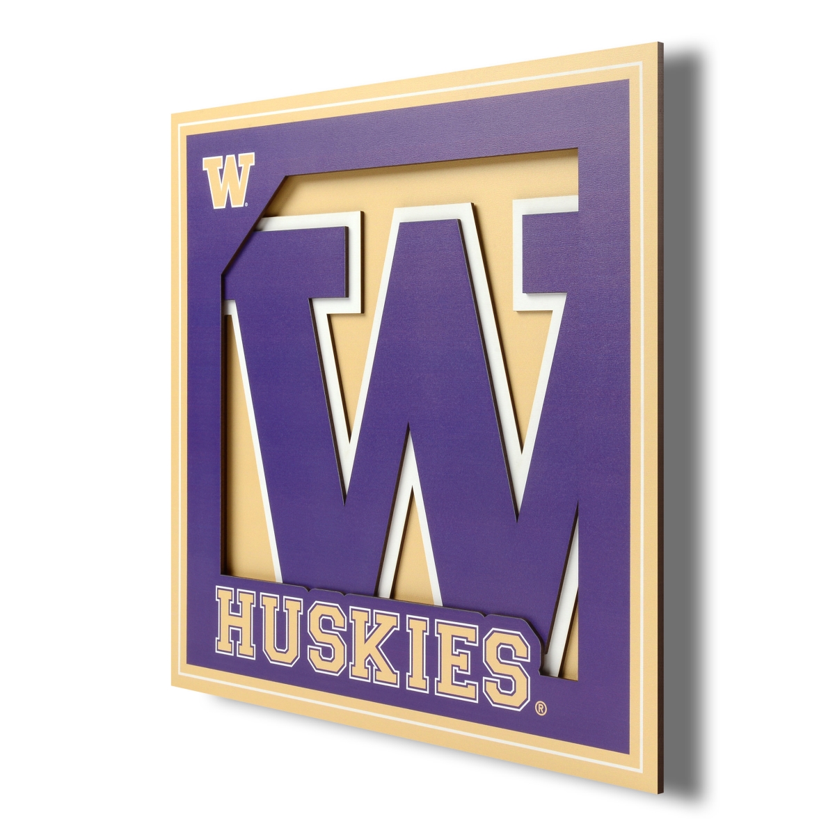 Picture of YouTheFan 2507040 12 x 12 in. Washington Huskies 3D Logo Series Wall Art&#44; Multi Color