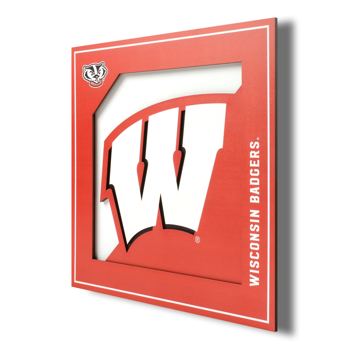 Picture of YouTheFan 2507064 12 x 12 in. Wisconsin Badgers 3D Logo Series Wall Art&#44; Multi Color
