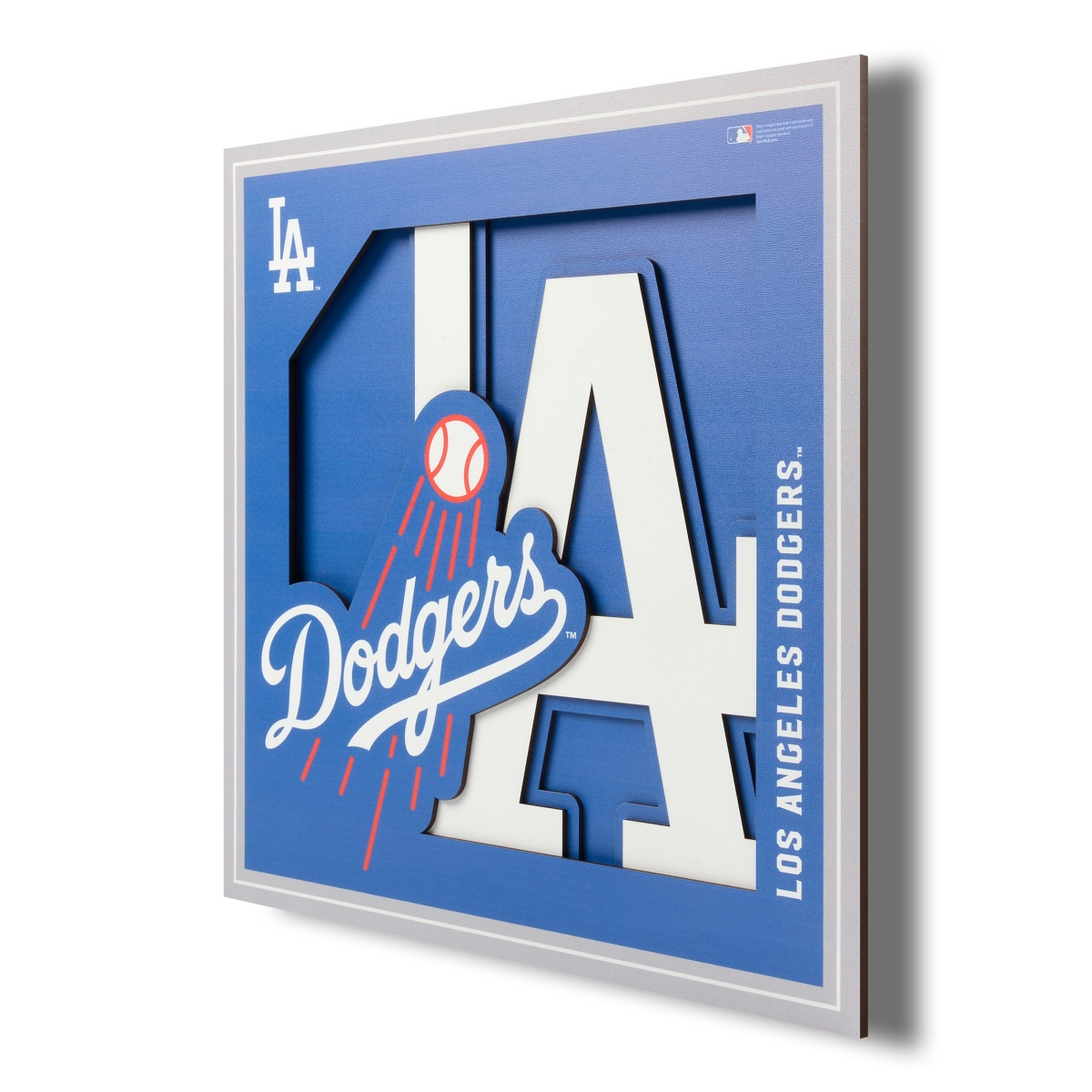 Picture of YouTheFan 2507132 12 x 12 in. Los Angeles Dodgers 3D Logo Series Wall Art&#44; Multi Color