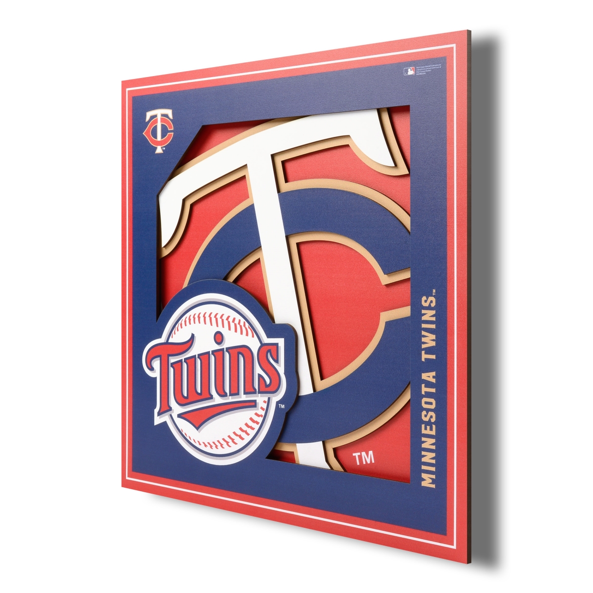 Picture of YouTheFan 2507156 12 x 12 in. Minnesota Twins 3D Logo Series Wall Art&#44; Multi Color
