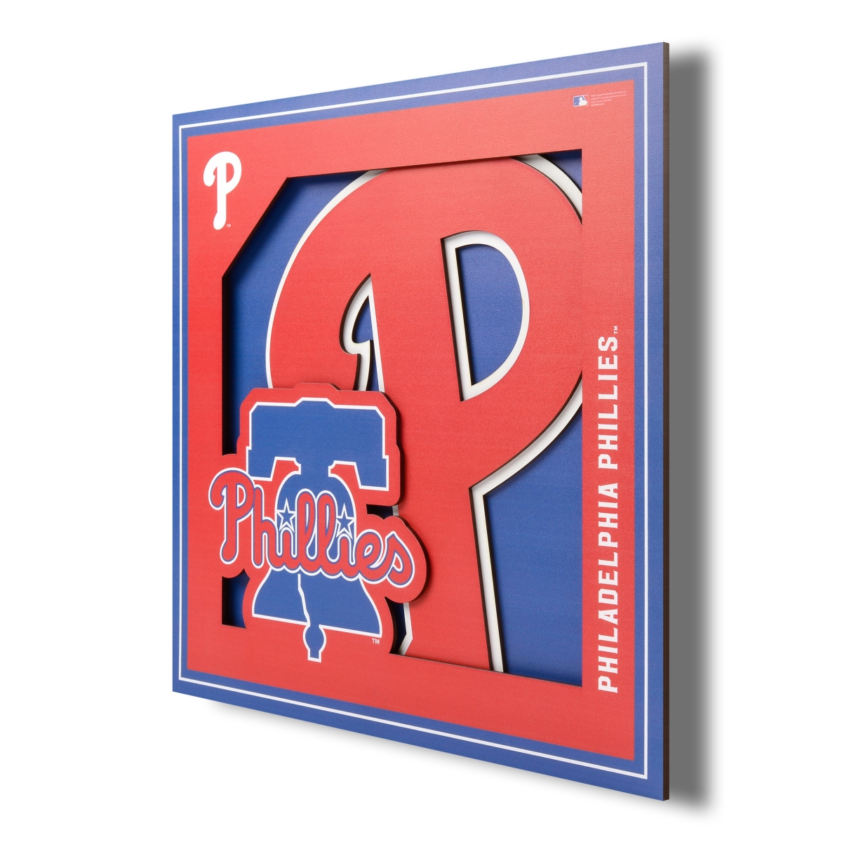 Picture of YouTheFan 2507187 12 x 12 in. Philadelphia Phillies 3D Logo Series Wall Art&#44; Multi Color