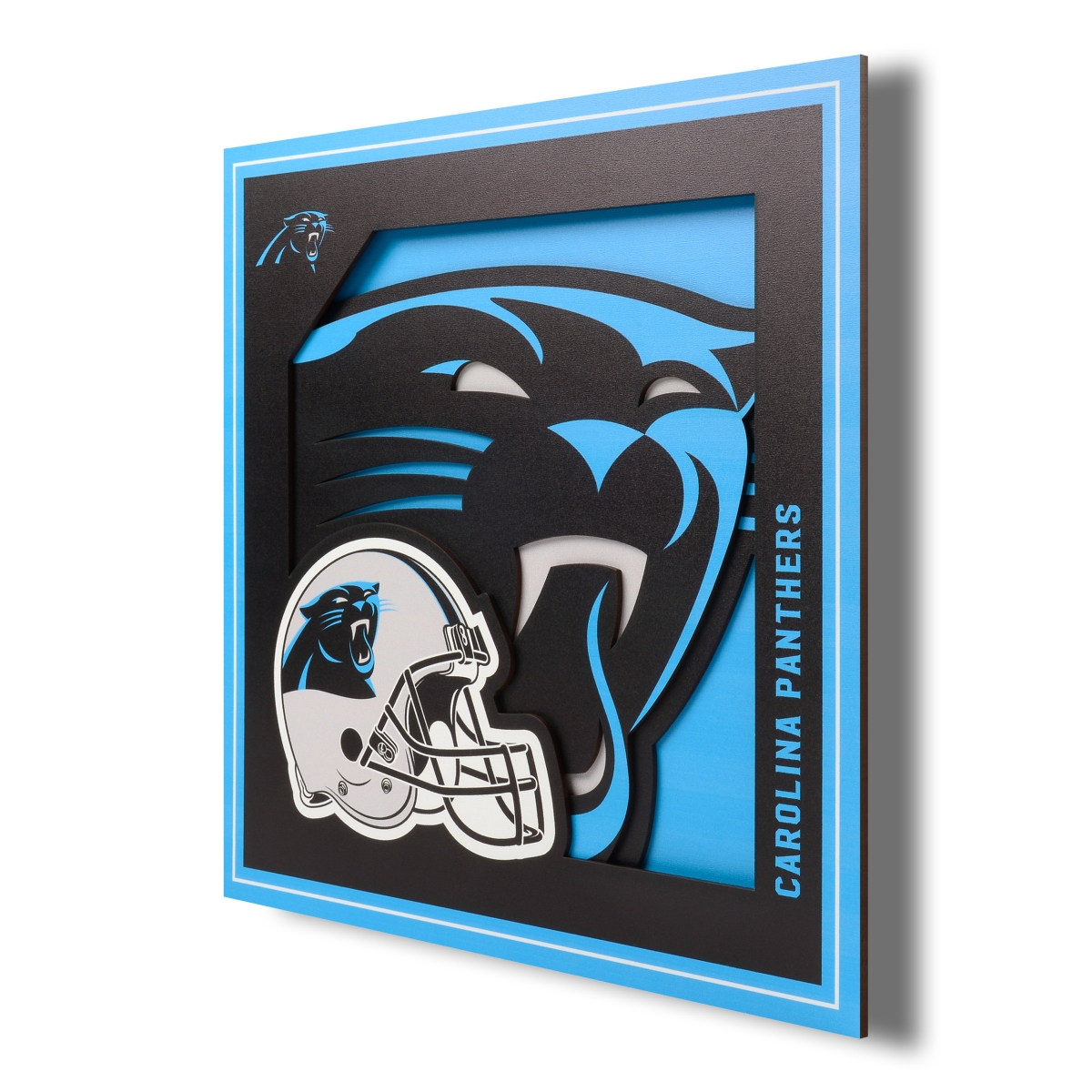 Picture of YouTheFan 2507262 12 x 12 in. Carolina Panthers 3D Logo Series Wall Art&#44; Multi Color