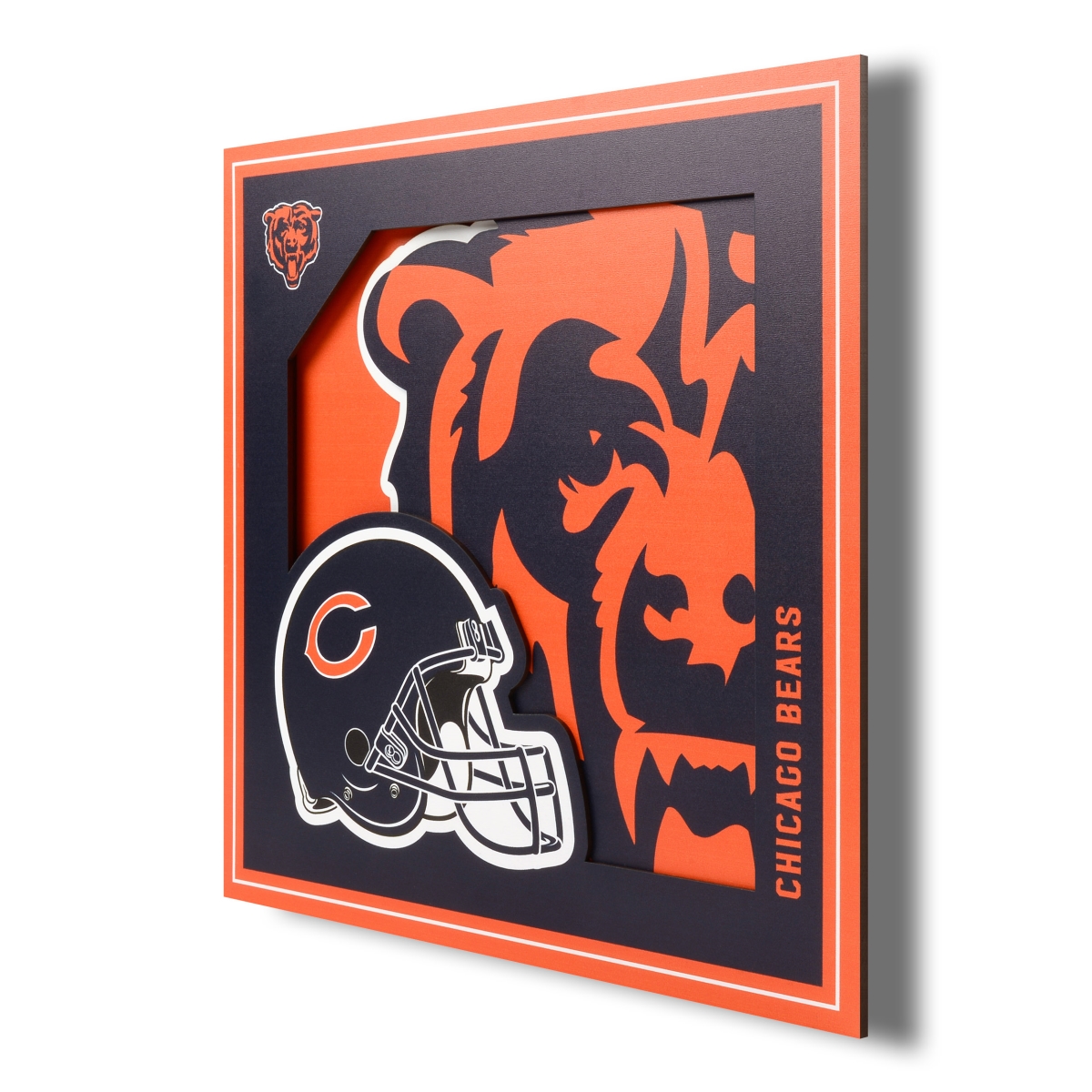 Picture of YouTheFan 2507279 12 x 12 in. Chicago Bears 3D Logo Series Wall Art&#44; Multi Color