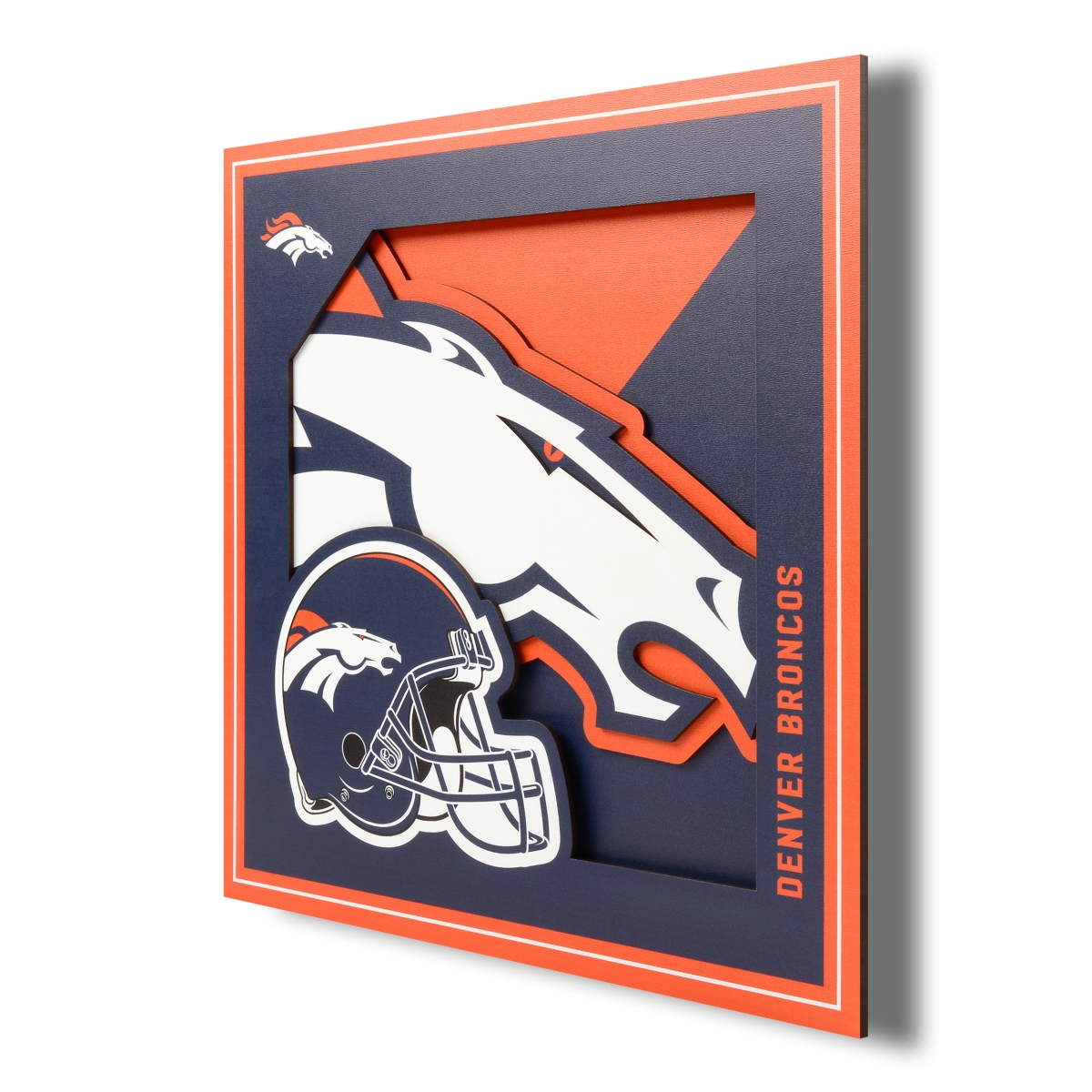 Picture of YouTheFan 2507316 12 x 12 in. Denver Broncos 3D Logo Series Wall Art&#44; Multi Color