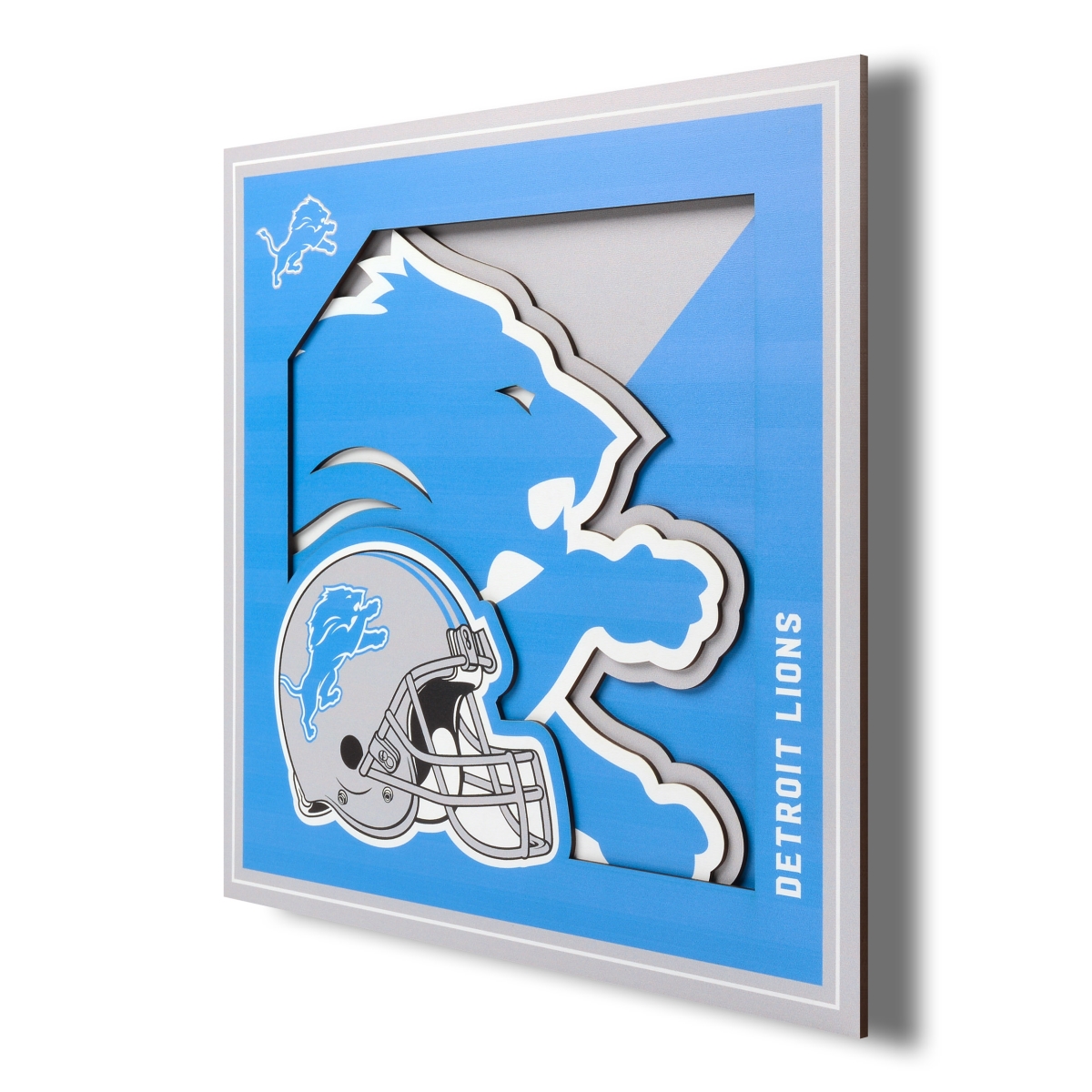 Picture of YouTheFan 2507323 12 x 12 in. Detroit Lions 3D Logo Series Wall Art&#44; Multi Color