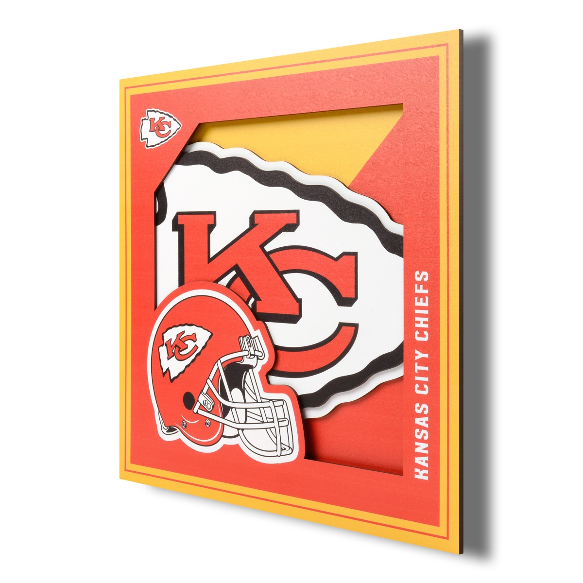 Picture of YouTheFan 2507378 12 x 12 in. Kansas City Chiefs 3D Logo Series Wall Art&#44; Multi Color