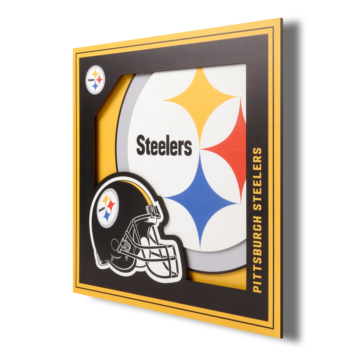 Picture of YouTheFan 2507460 12 x 12 in. Pittsburgh Steelers 3D Logo Series Wall Art&#44; Multi Color
