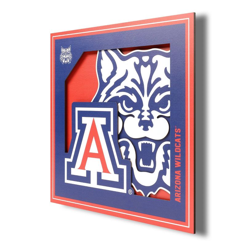 Picture of YouTheFan 1902410 12 x 12 in. Arizona Wildcats 3D Logo Series Wall Art&#44; Multi Color