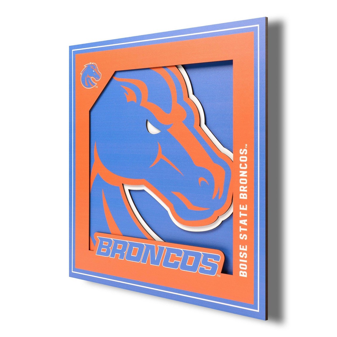 Picture of YouTheFan 1902427 12 x 12 in. Boise State Broncos 3D Logo Series Wall Art&#44; Multi Color