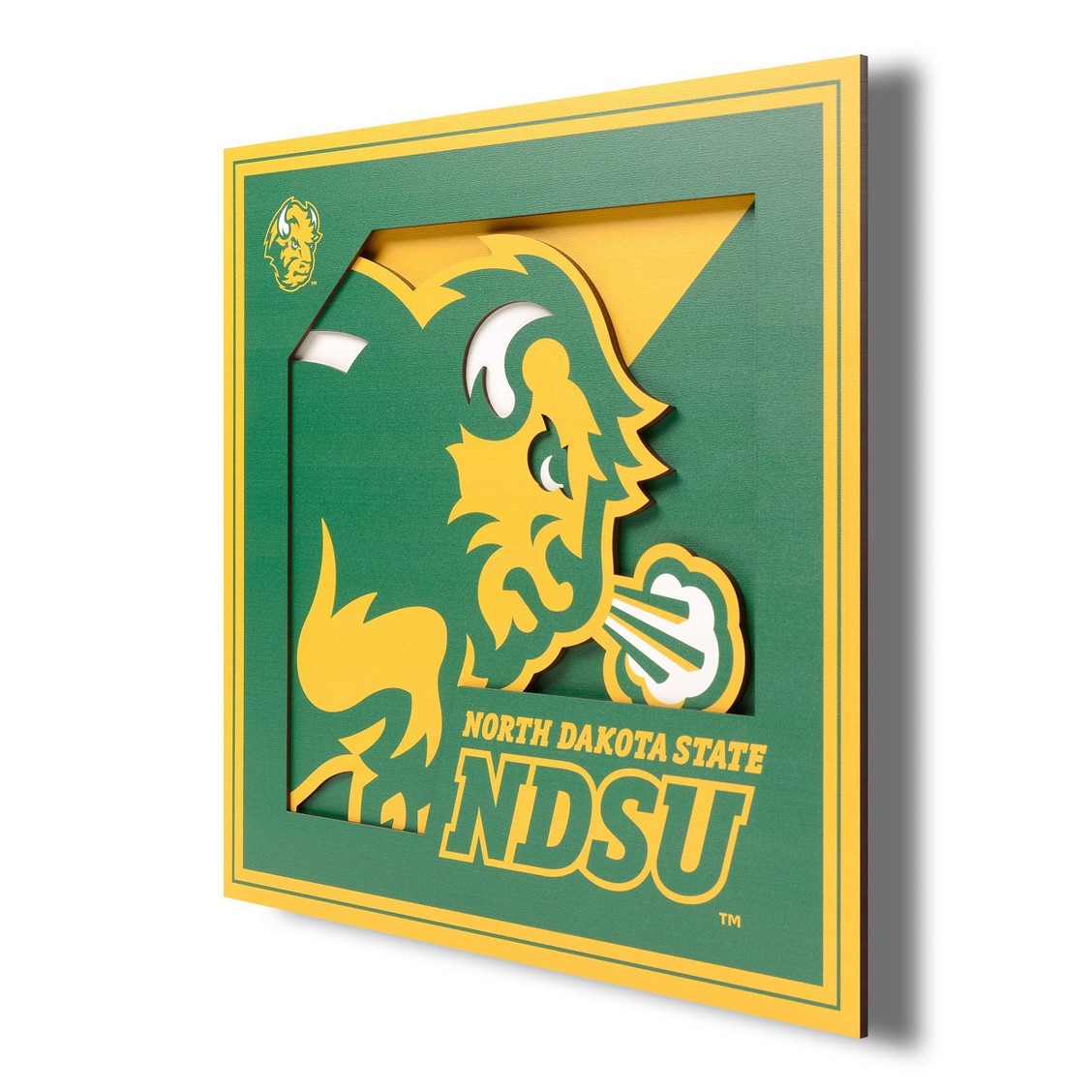 Picture of YouTheFan 1902489 12 x 12 in. North Dakota State Bison 3D Logo Series Wall Art&#44; Multi Color
